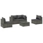 vidaXL Set de muebles de jardín 5 pzas y cojines ratán sintético gris vidaXL Set de muebles de jardín 5 pzas y cojines ratán sintético gris