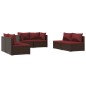 vidaXL Set muebles de jardín 6 piezas y cojines ratán sintético marrón vidaXL Set muebles de jardín 6 piezas y cojines ratán sintético marrón