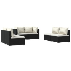 vidaXL Set de muebles de jardín 6 pzas y cojines ratán sintético negro