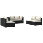 vidaXL Set de muebles de jardín 6 pzas y cojines ratán sintético negro vidaXL Set de muebles de jardín 6 pzas y cojines ratán sintético negro