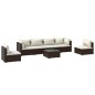 vidaXL Set muebles de jardín 7 piezas y cojines ratán sintético marrón