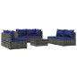 vidaXL Set de sofás de jardín 7 piezas y cojines ratán sintético gris vidaXL Set de sofás de jardín 7 piezas y cojines ratán sintético gris