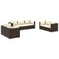 vidaXL Set muebles de jardín 7 piezas y cojines ratán sintético marrón vidaXL Set muebles de jardín 7 piezas y cojines ratán sintético marrón