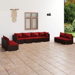 vidaXL Set sofás de jardín 8 piezas y cojines ratán sintético marrón