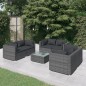 vidaXL Set de muebles de jardín 7 pzas y cojines ratán sintético gris vidaXL Set de muebles de jardín 7 pzas y cojines ratán sintético gris