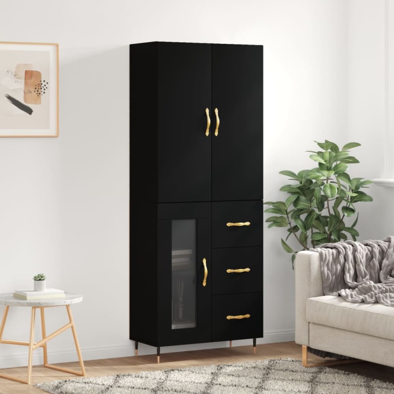 vidaXL Aparador alto madera contrachapada negro 69,5x34x180 cm vidaXL Aparador alto madera contrachapada negro 69,5x34x180 cm