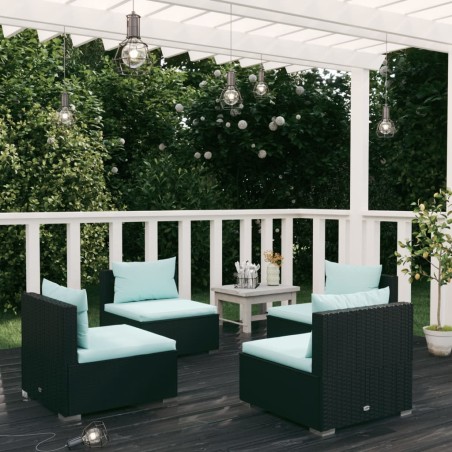 vidaXL Set de muebles de jardín 4 pzas y cojines ratán sintético negro