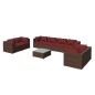 vidaXL Set muebles de jardín 9 piezas y cojines ratán sintético marrón vidaXL Set muebles de jardín 9 piezas y cojines ratán sintético marrón