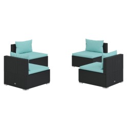vidaXL Set de muebles de jardín 4 pzas y cojines ratán sintético negro