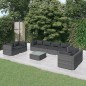 vidaXL Set de muebles de jardín 9 pzas y cojines ratán sintético gris