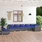 vidaXL Set de sofás de jardín 7 piezas y cojines ratán sintético gris vidaXL Set de sofás de jardín 7 piezas y cojines ratán sintético gris