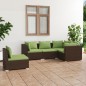 vidaXL Set sofás de jardín 5 piezas y cojines ratán sintético marrón vidaXL Set sofás de jardín 5 piezas y cojines ratán sintético marrón