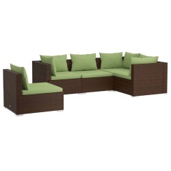 vidaXL Set sofás de jardín 5 piezas y cojines ratán sintético marrón