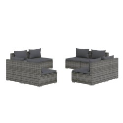 vidaXL Set de sofás de jardín 8 piezas y cojines ratán sintético gris