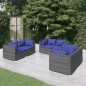 vidaXL Set de sofás de jardín 6 piezas y cojines ratán sintético gris vidaXL Set de sofás de jardín 6 piezas y cojines ratán sintético gris