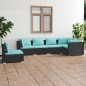 vidaXL Set de muebles de jardín 6 pzas y cojines ratán sintético negro vidaXL Set de muebles de jardín 6 pzas y cojines ratán sintético negro
