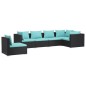 vidaXL Set de muebles de jardín 6 pzas y cojines ratán sintético negro vidaXL Set de muebles de jardín 6 pzas y cojines ratán sintético negro