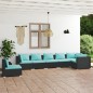 vidaXL Set de muebles de jardín 7 pzas y cojines ratán sintético negro vidaXL Set de muebles de jardín 7 pzas y cojines ratán sintético negro