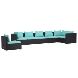 vidaXL Set de muebles de jardín 7 pzas y cojines ratán sintético negro