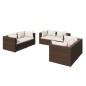 vidaXL Set muebles de jardín 6 pzas y cojines ratán sintético marrón