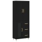 vidaXL Aparador alto madera contrachapada negro 69,5x34x180 cm vidaXL Aparador alto madera contrachapada negro 69,5x34x180 cm