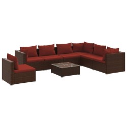 vidaXL Set sofás de jardín 8 piezas y cojines ratán sintético marrón