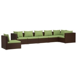 vidaXL Set muebles de jardín 7 piezas y cojines ratán sintético marrón