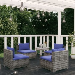 vidaXL Set de muebles de jardín 4 pzas y cojines ratán sintético gris