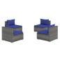 vidaXL Set de muebles de jardín 4 pzas y cojines ratán sintético gris vidaXL Set de muebles de jardín 4 pzas y cojines ratán sintético gris