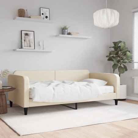 vidaXL Sofá cama con colchón tela crema 80x200 cm