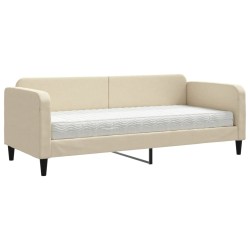 vidaXL Sofá cama con colchón tela crema 80x200 cm