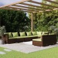 vidaXL Set sofás de jardín 8 piezas y cojines ratán sintético marrón vidaXL Set sofás de jardín 8 piezas y cojines ratán sintético marrón