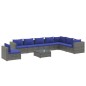 vidaXL Set de muebles de jardín 9 pzas y cojines ratán sintético gris vidaXL Set de muebles de jardín 9 pzas y cojines ratán sintético gris