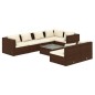 vidaXL Set muebles de jardín 8 piezas y cojines ratán sintético marrón vidaXL Set muebles de jardín 8 piezas y cojines ratán sintético marrón