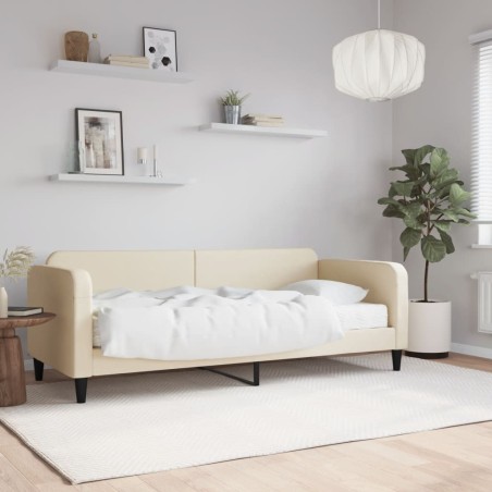 vidaXL Sofá cama con colchón tela crema 100x200 cm