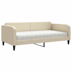 vidaXL Sofá cama con colchón tela crema 100x200 cm