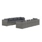 vidaXL Set de muebles de jardín 9 pzas y cojines ratán sintético gris vidaXL Set de muebles de jardín 9 pzas y cojines ratán sintético gris