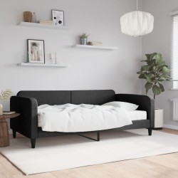 vidaXL Sofá cama con colchón tela negro 100x200 cm