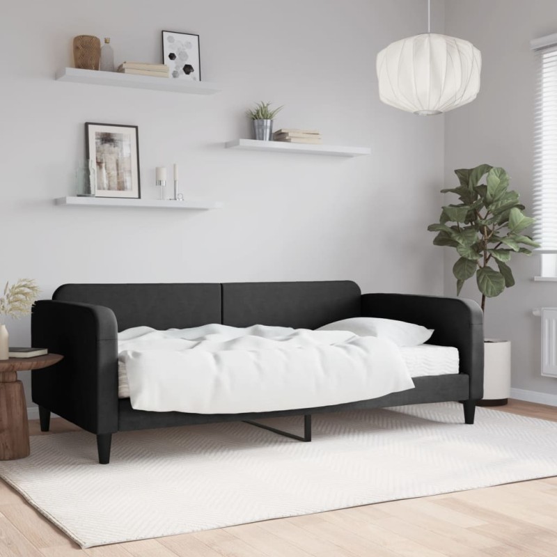 vidaXL Sofá cama con colchón tela negro 100x200 cm vidaXL Sofá cama con colchón tela negro 100x200 cm