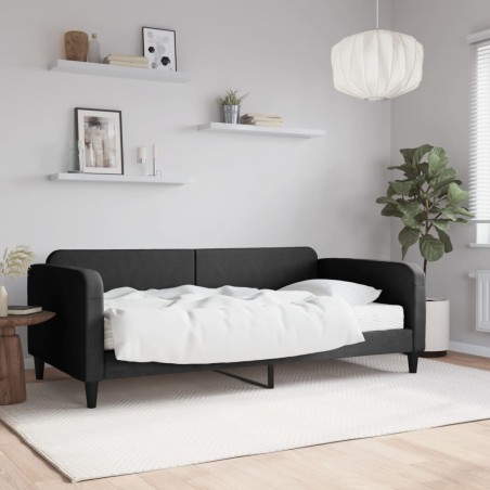 vidaXL Sofá cama con colchón tela negro 100x200 cm