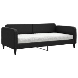 vidaXL Sofá cama con colchón tela negro 100x200 cm