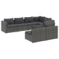 vidaXL Set de muebles de jardín 7 pzas y cojines ratán sintético gris vidaXL Set de muebles de jardín 7 pzas y cojines ratán sintético gris