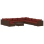 vidaXL Set muebles de jardín y cojines 12 pzas ratán sintético marrón vidaXL Set muebles de jardín y cojines 12 pzas ratán sintético marrón