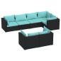 vidaXL Set de muebles de jardín y cojines 7 pzas ratán sintético negro vidaXL Set de muebles de jardín y cojines 7 pzas ratán sintético negro