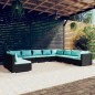 vidaXL Set de muebles de jardín 10 pzas cojines ratán sintético negro vidaXL Set de muebles de jardín 10 pzas cojines ratán sintético negro