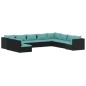 vidaXL Set de muebles de jardín 10 pzas cojines ratán sintético negro vidaXL Set de muebles de jardín 10 pzas cojines ratán sintético negro