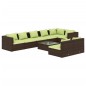 vidaXL Set muebles de jardín 9 piezas y cojines ratán sintético marrón vidaXL Set muebles de jardín 9 piezas y cojines ratán sintético marrón