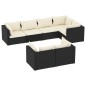 vidaXL Set de muebles de jardín y cojines 7 pzas ratán sintético negro vidaXL Set de muebles de jardín y cojines 7 pzas ratán sintético negro