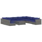 vidaXL Set de muebles de jardín 11 pzas y cojines ratán sintético gris vidaXL Set de muebles de jardín 11 pzas y cojines ratán sintético gris