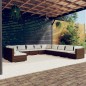 vidaXL Set de muebles de jardín 11 pzas cojines ratán sintético marrón vidaXL Set de muebles de jardín 11 pzas cojines ratán sintético marrón